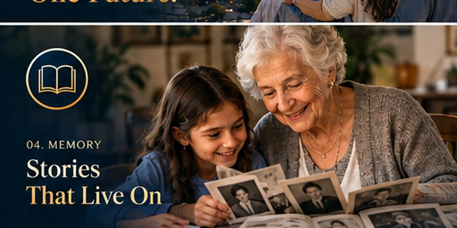 Grandmother and granddaughter exploring photographs