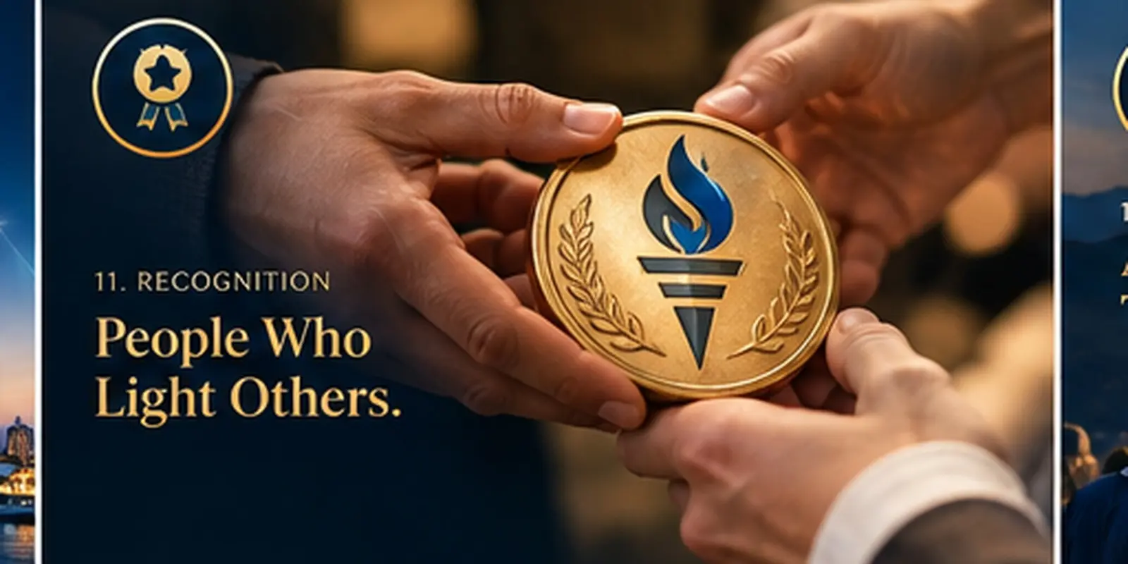 A Firgun Olam medal passed between people
